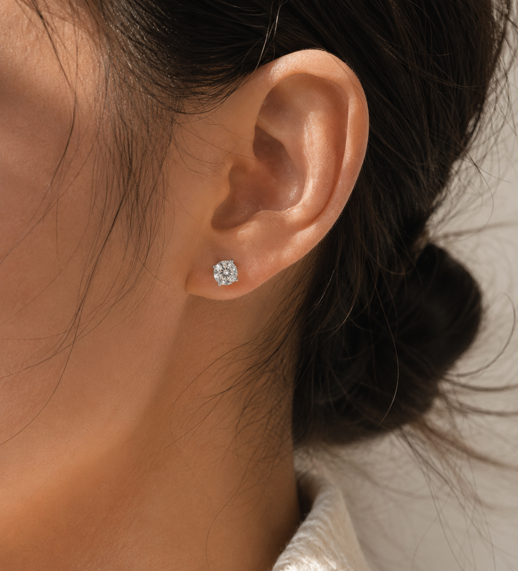 1ct Each Classic Brilliant Cut Diamond Studs