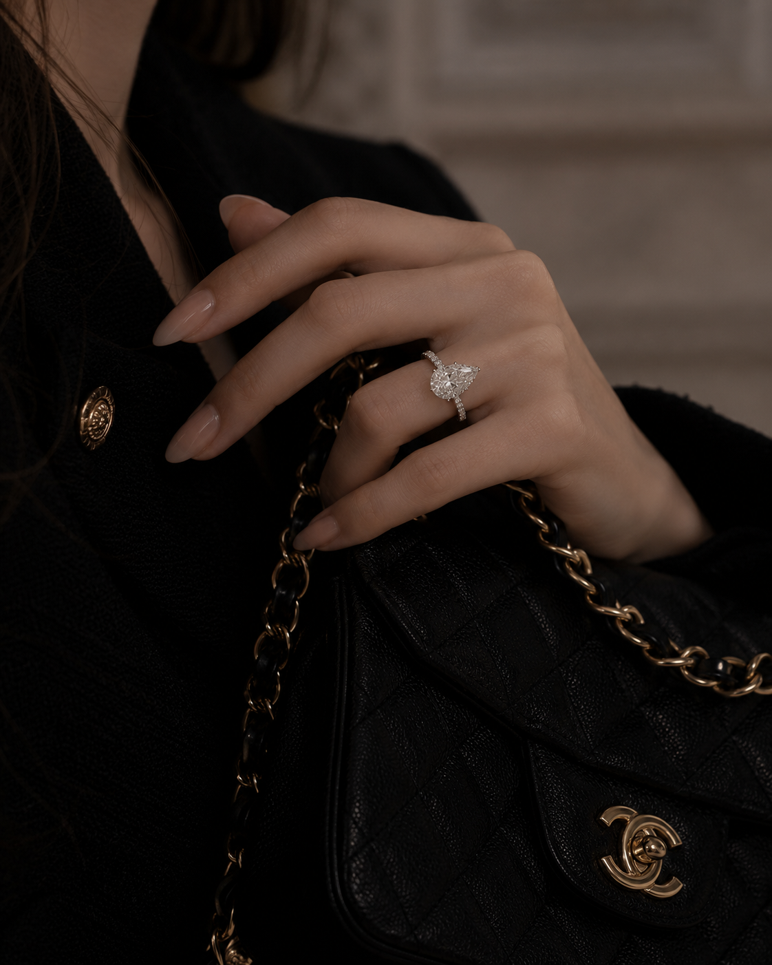 Aurelia Pear Solitaire Ring