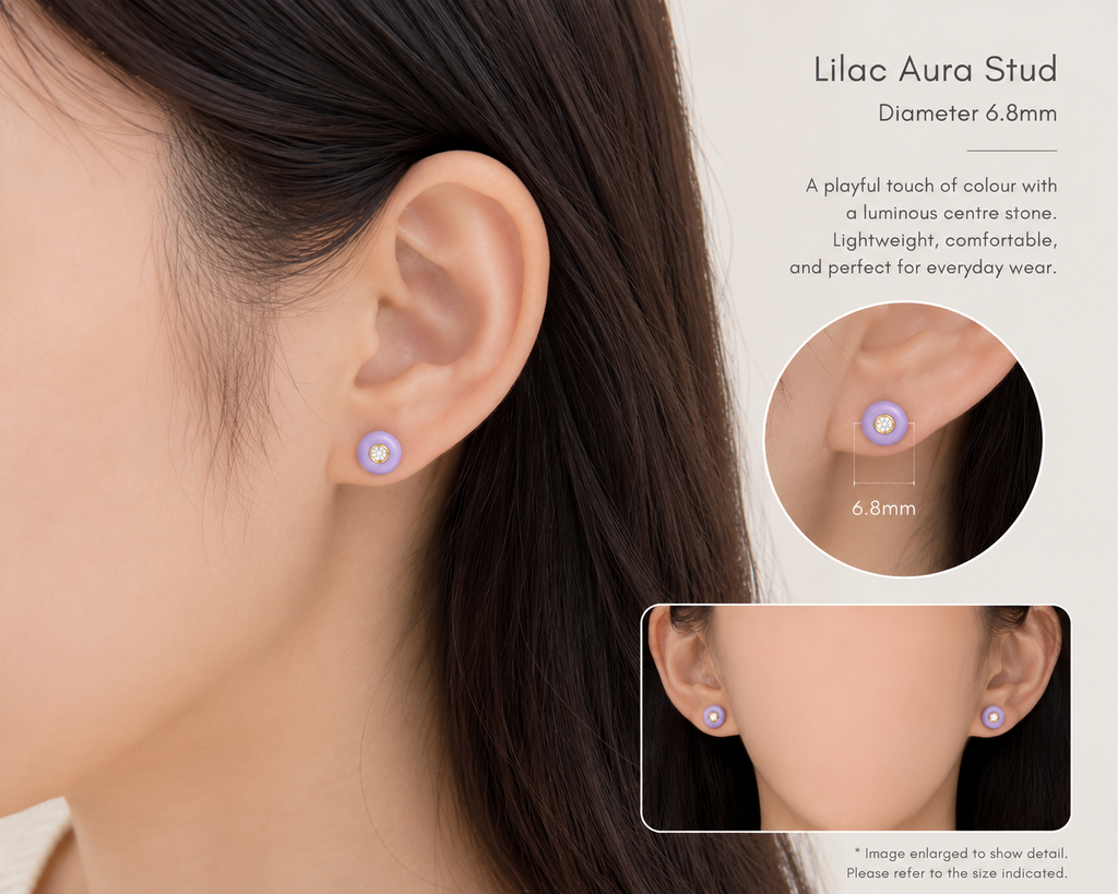 Lilac Aura Enamel Stud