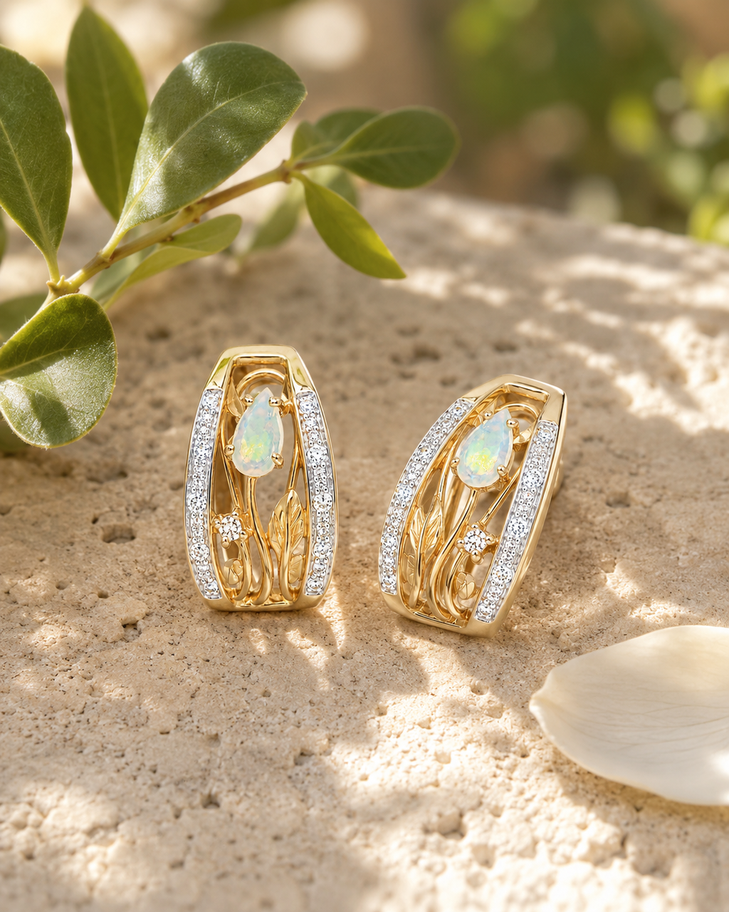 Tulipe Opal Hoop Earrings
