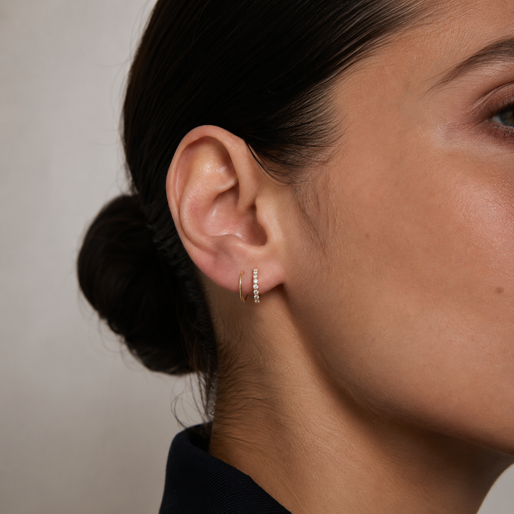 Double Fil Diamond Earrings