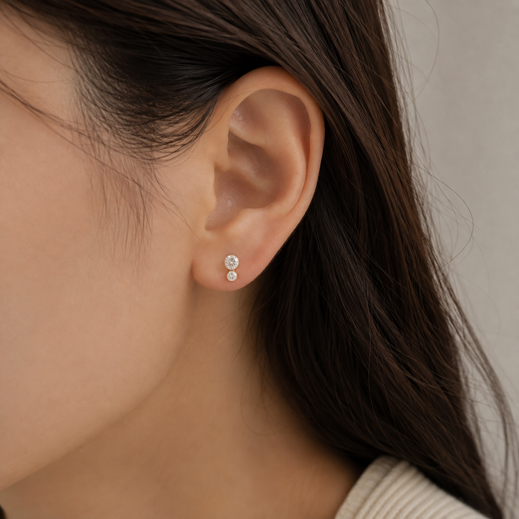 Duo Bezel Flatback Earring