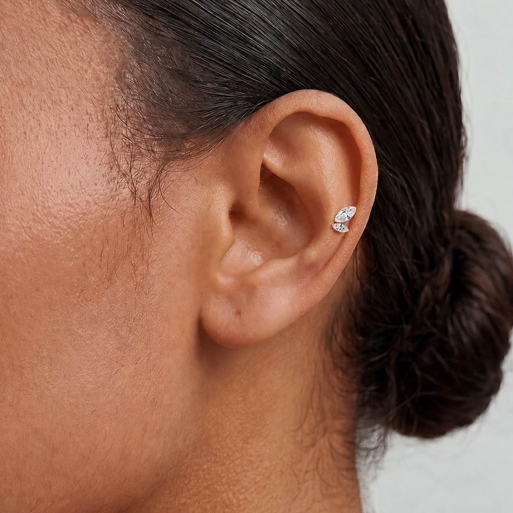Duo Marquise Flatback Earring