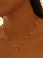 Golden Heart Paperclip Chain Necklace