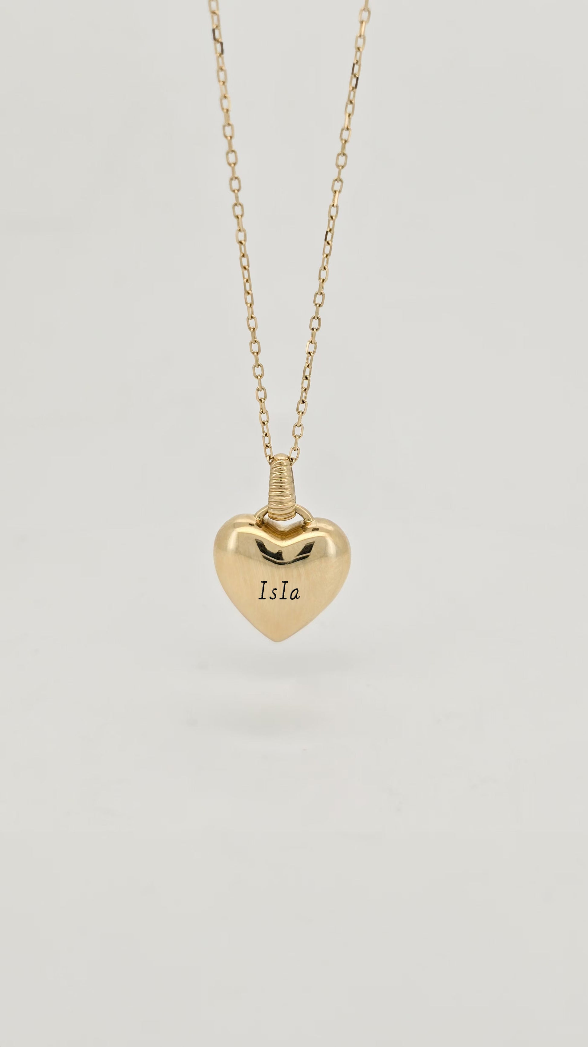 Engravable Heart Necklace in Solid Gold