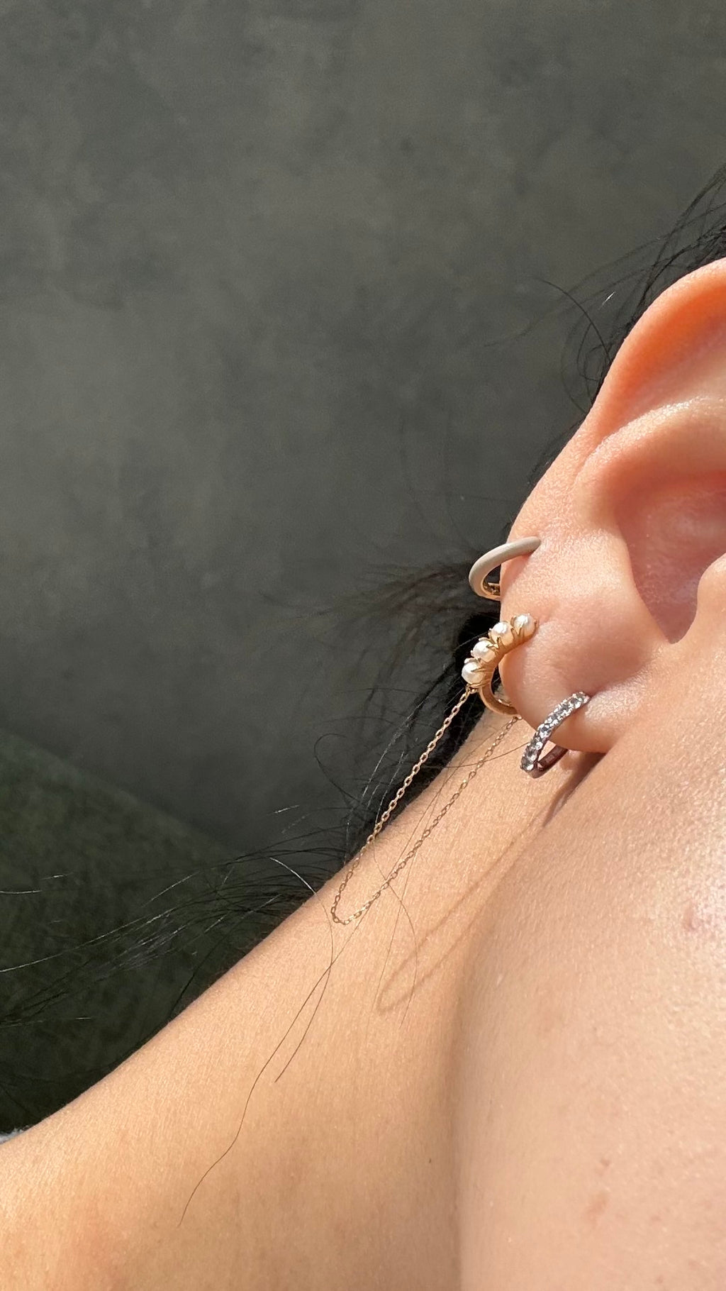 March Birthstone Aquamarine Huggie Earring
