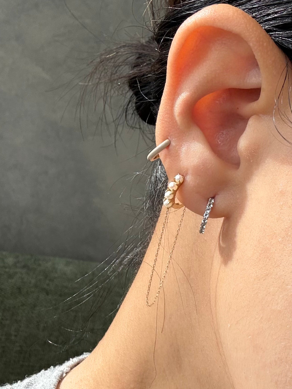 March Birthstone Aquamarine Huggie Earring