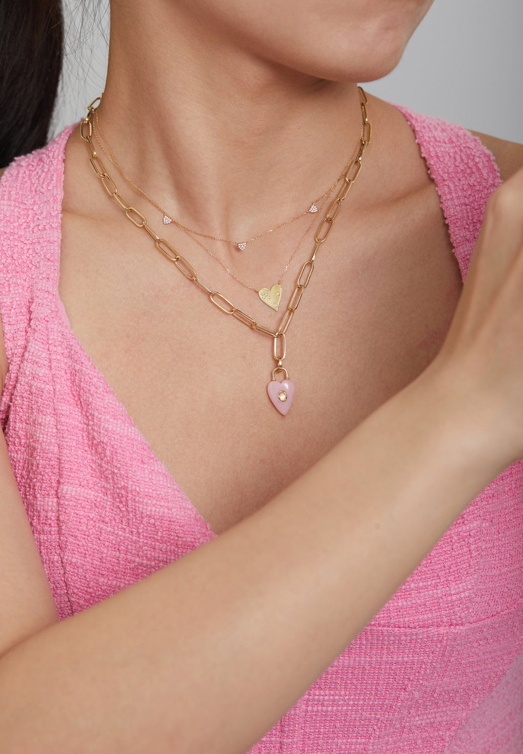 Triple Heart Diamond Necklace
