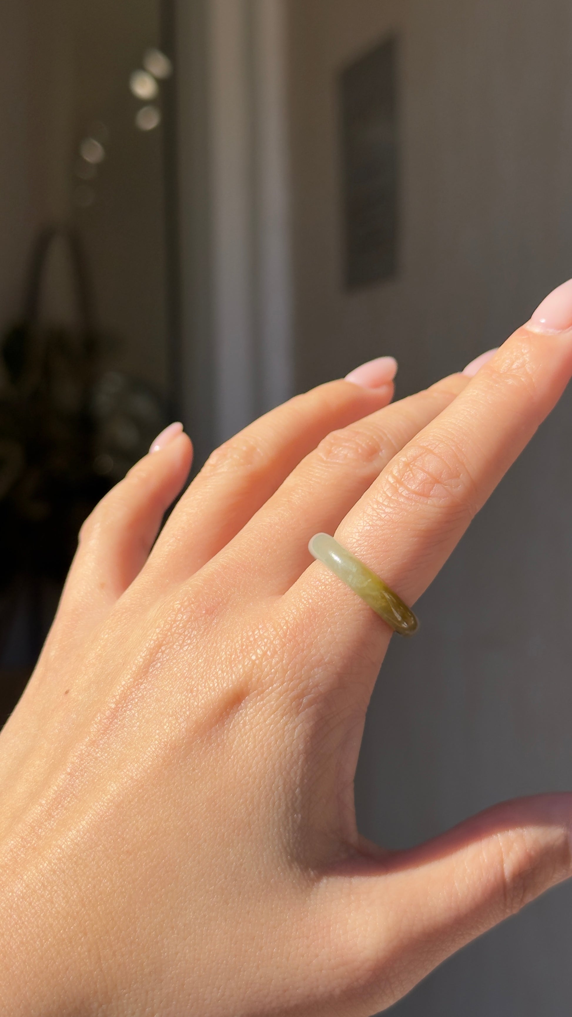 Golden Moss Jade Ring