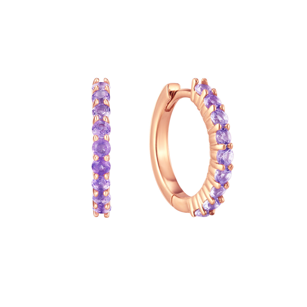 February Birthstone Amethyst Huggie Earring