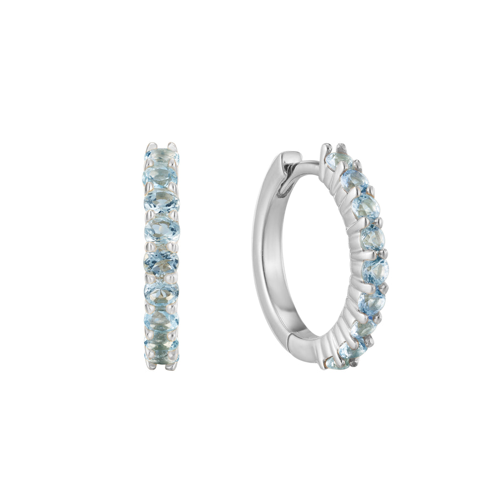 March Birthstone Aquamarine Huggie Earring
