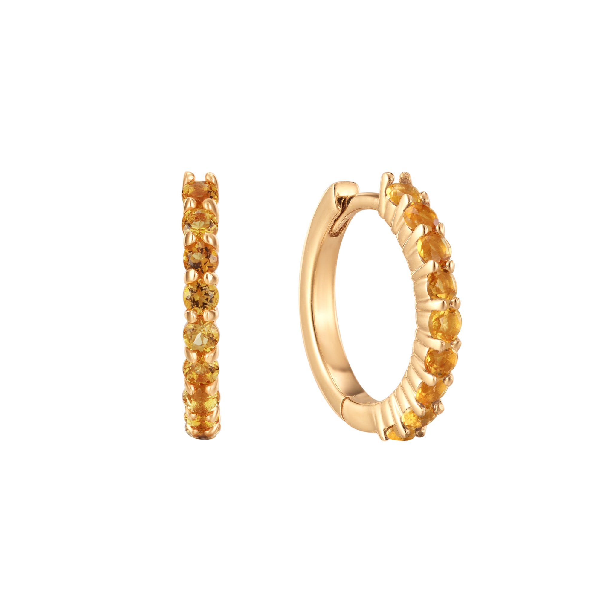 November Citrine Birthstone Huggie Earring in Solid Gold