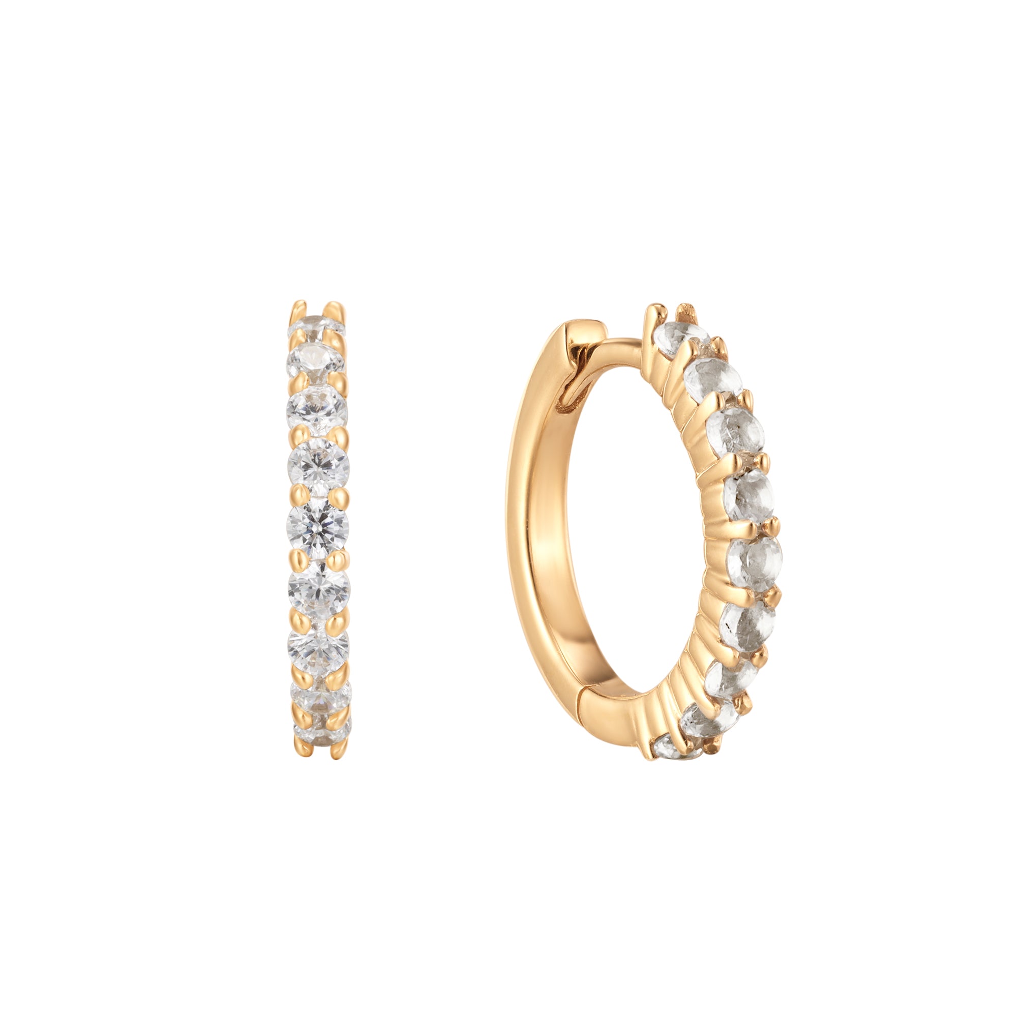 April Diamond Birthstone Huggie Earring in Solid Gold