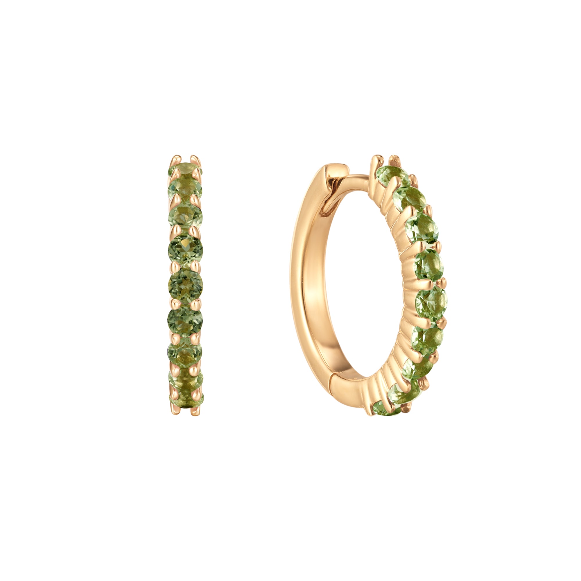 August Peridot Birthstone Huggie Earring in Solid Gold