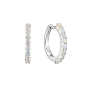 October Birthstone Opal Huggie Earring
