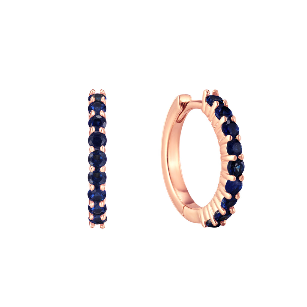 September Birthstone Sapphire Huggie Earring
