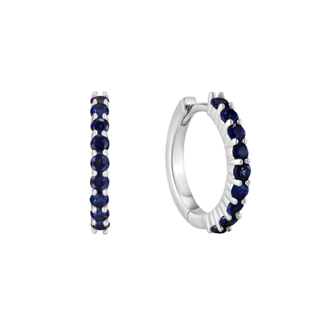 September Birthstone Sapphire Huggie Earring