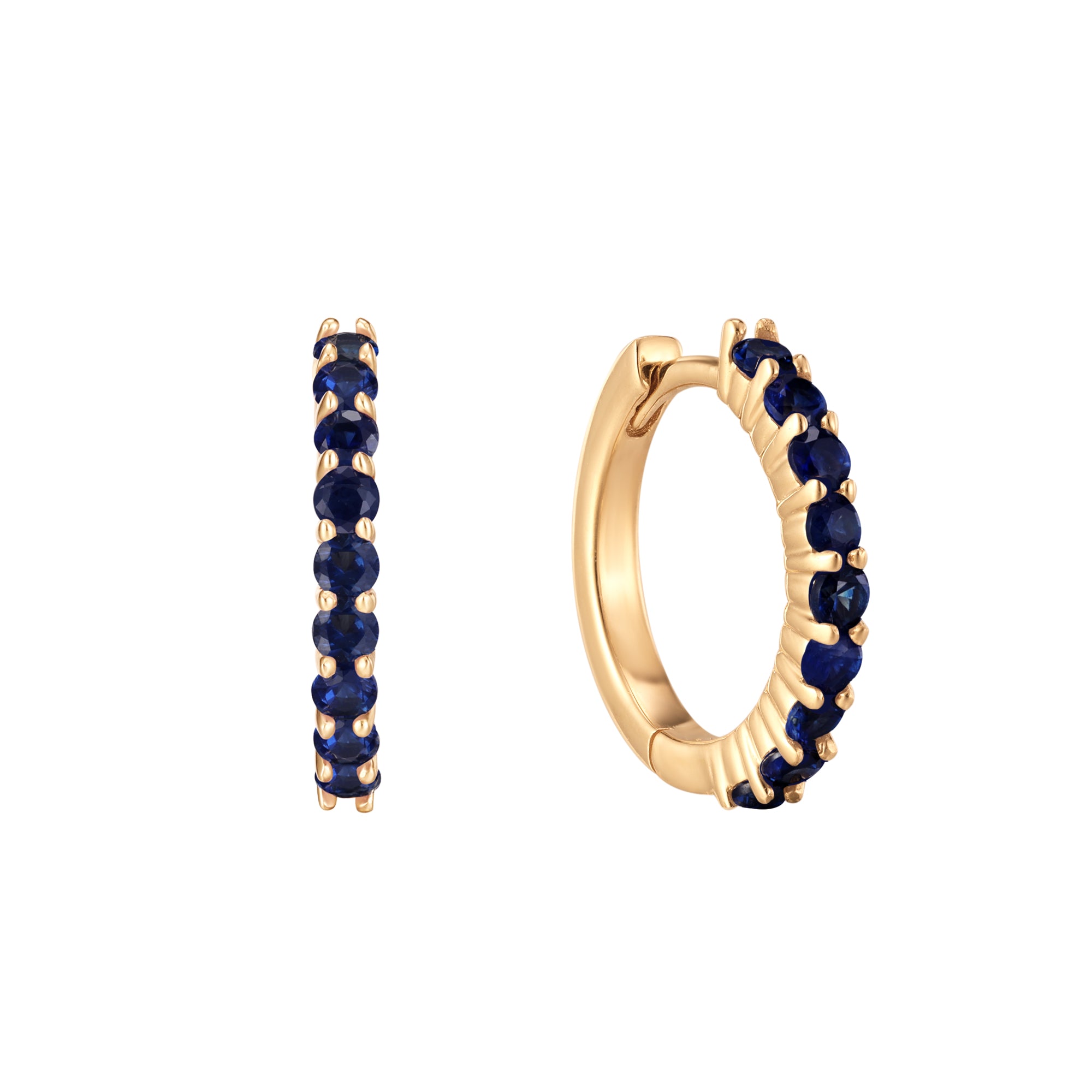 September Sapphire Birthstone Huggie Earring in Solid Gold