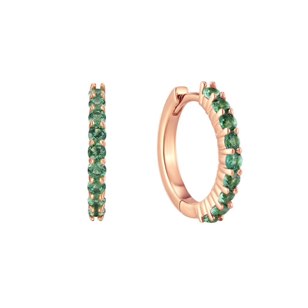 May Birthstone Tsavorite Huggie Earring