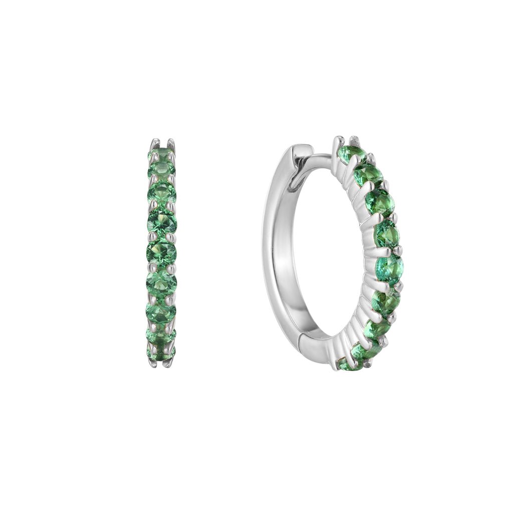 May Birthstone Tsavorite Huggie Earring