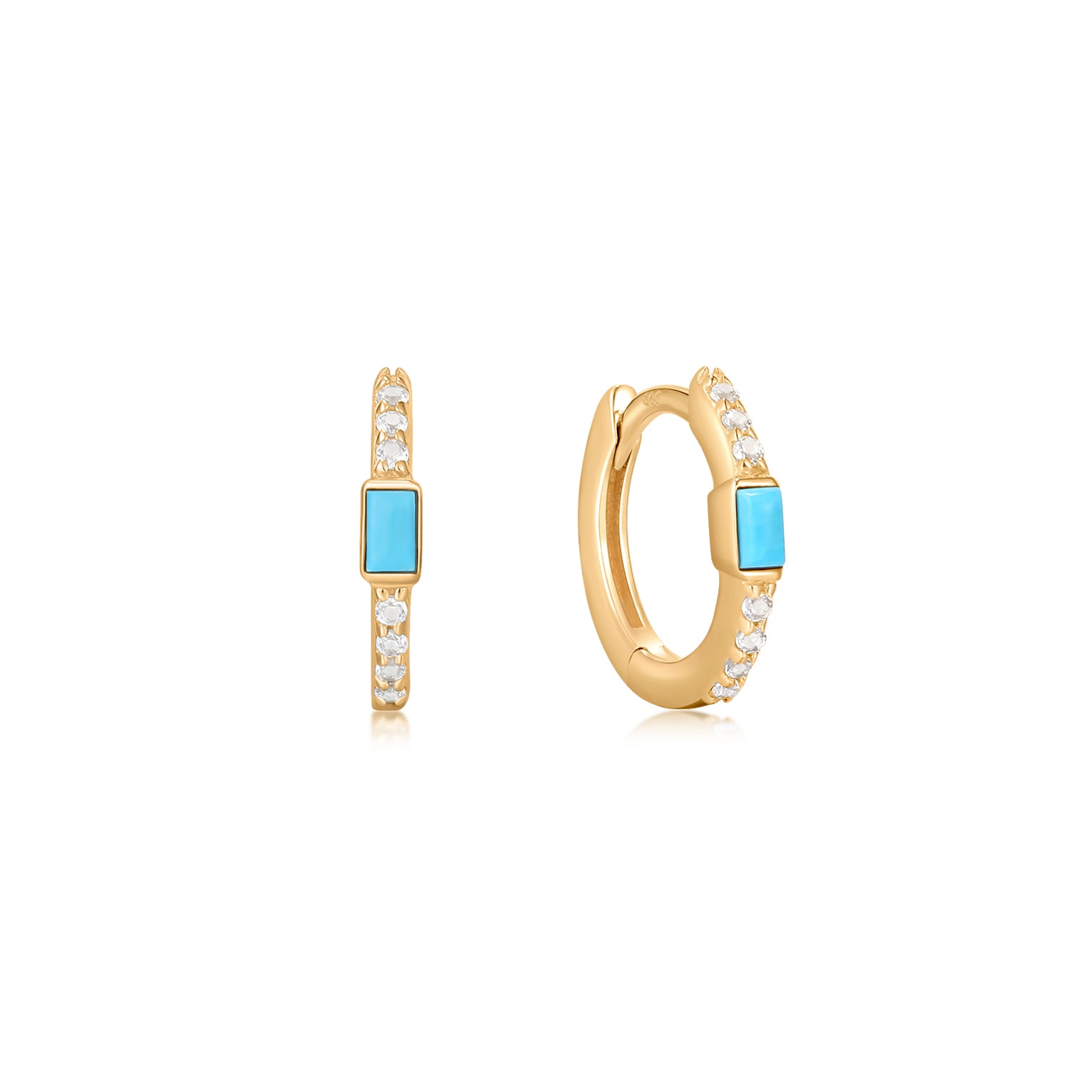 Ocean Glow Huggie Earring in Solid Gold