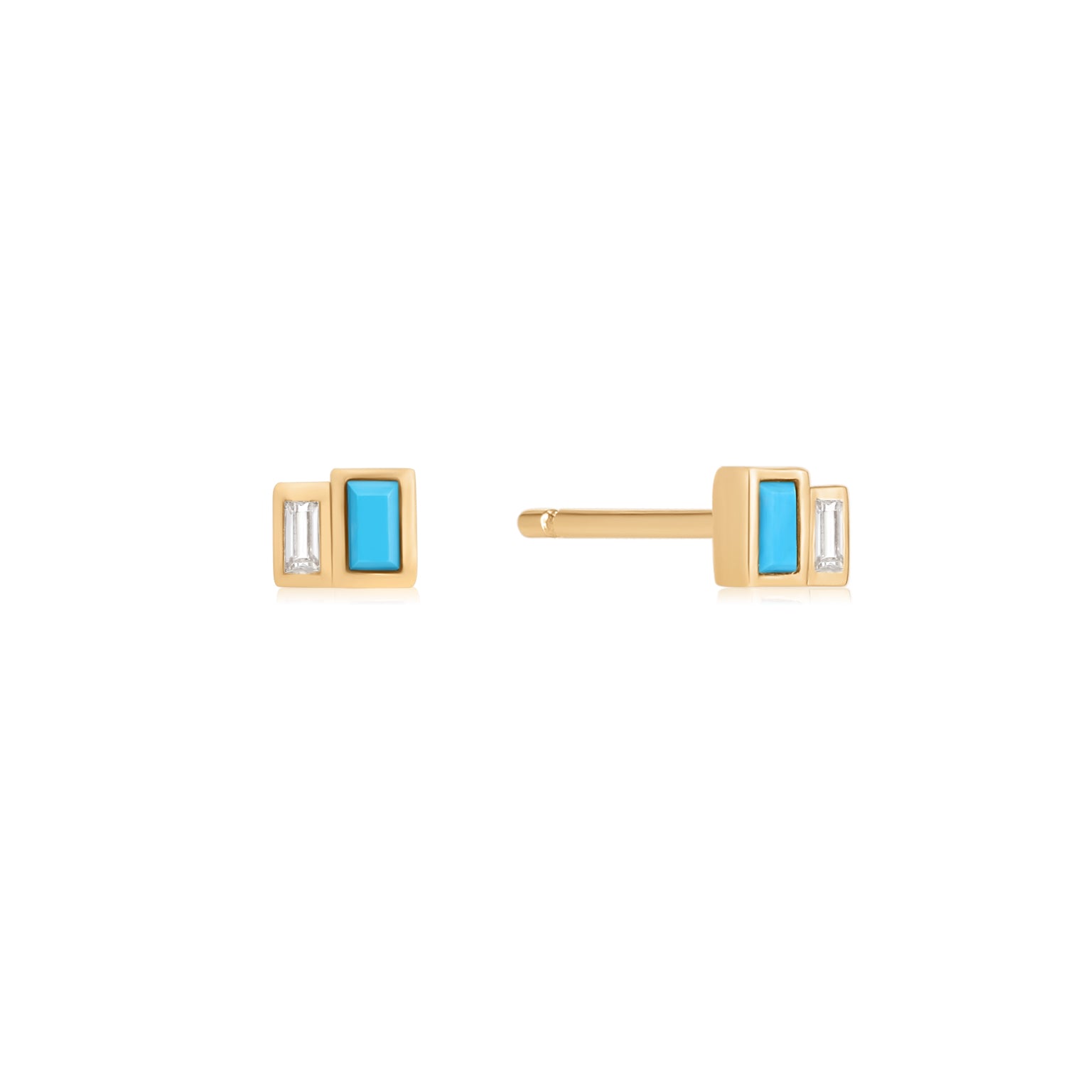 Blue Ray Stud Earring in Solid Gold