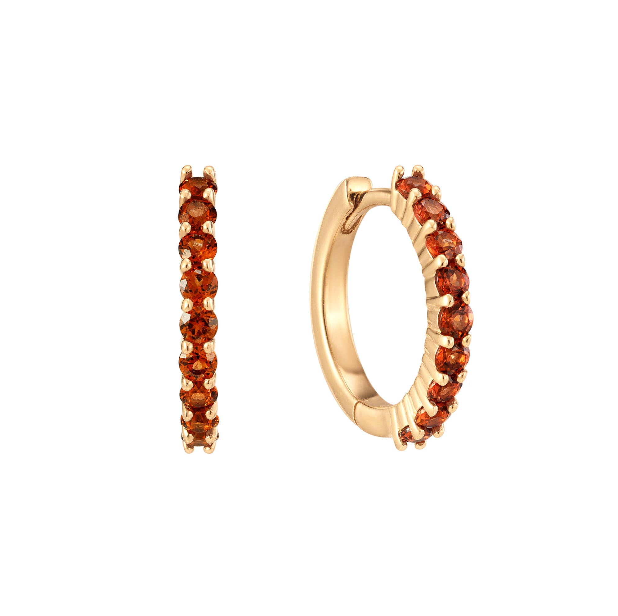 January Garnet Birthstone Huggie Earring in Solid Gold