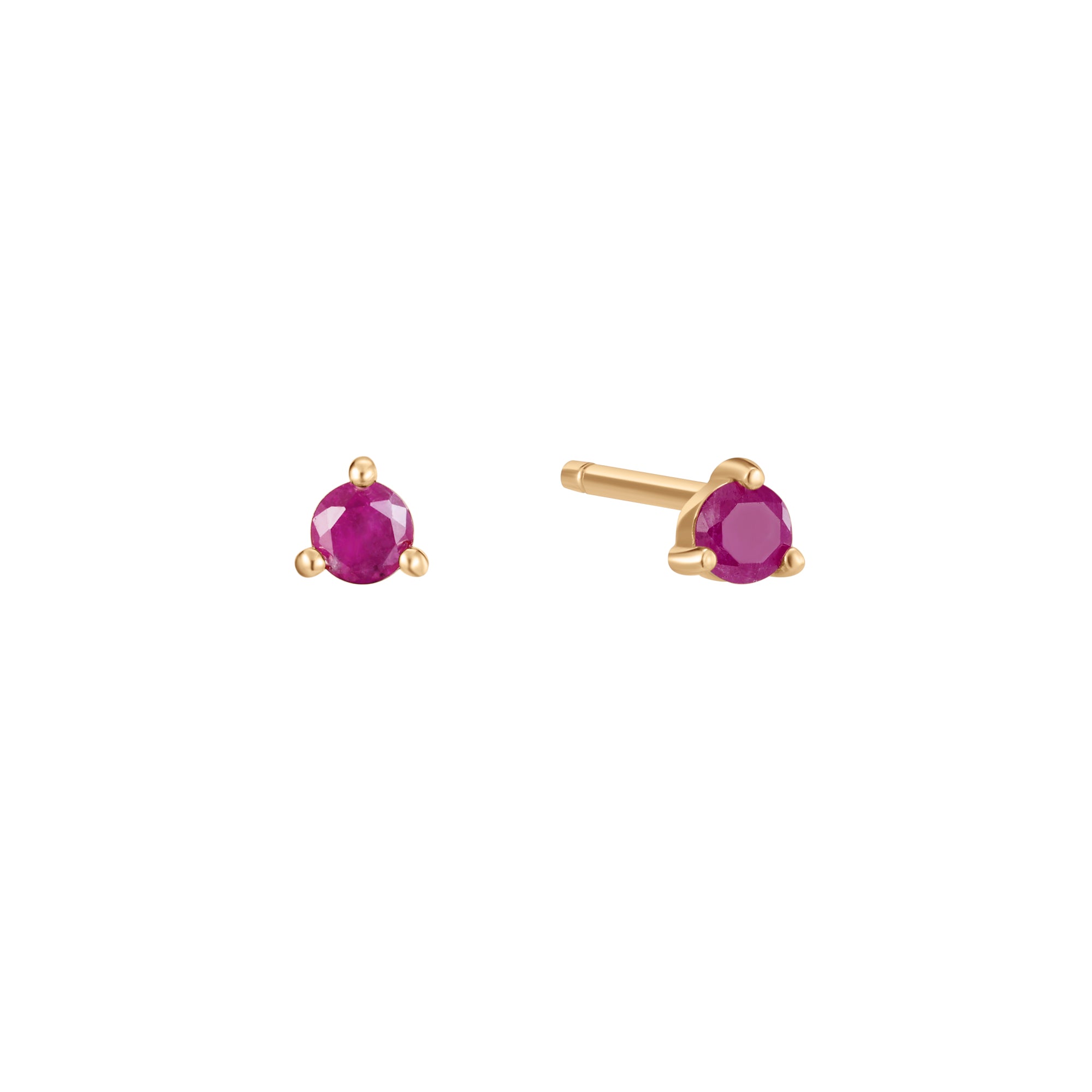 July Ruby Birthstone Stud Earring in Solid Gold