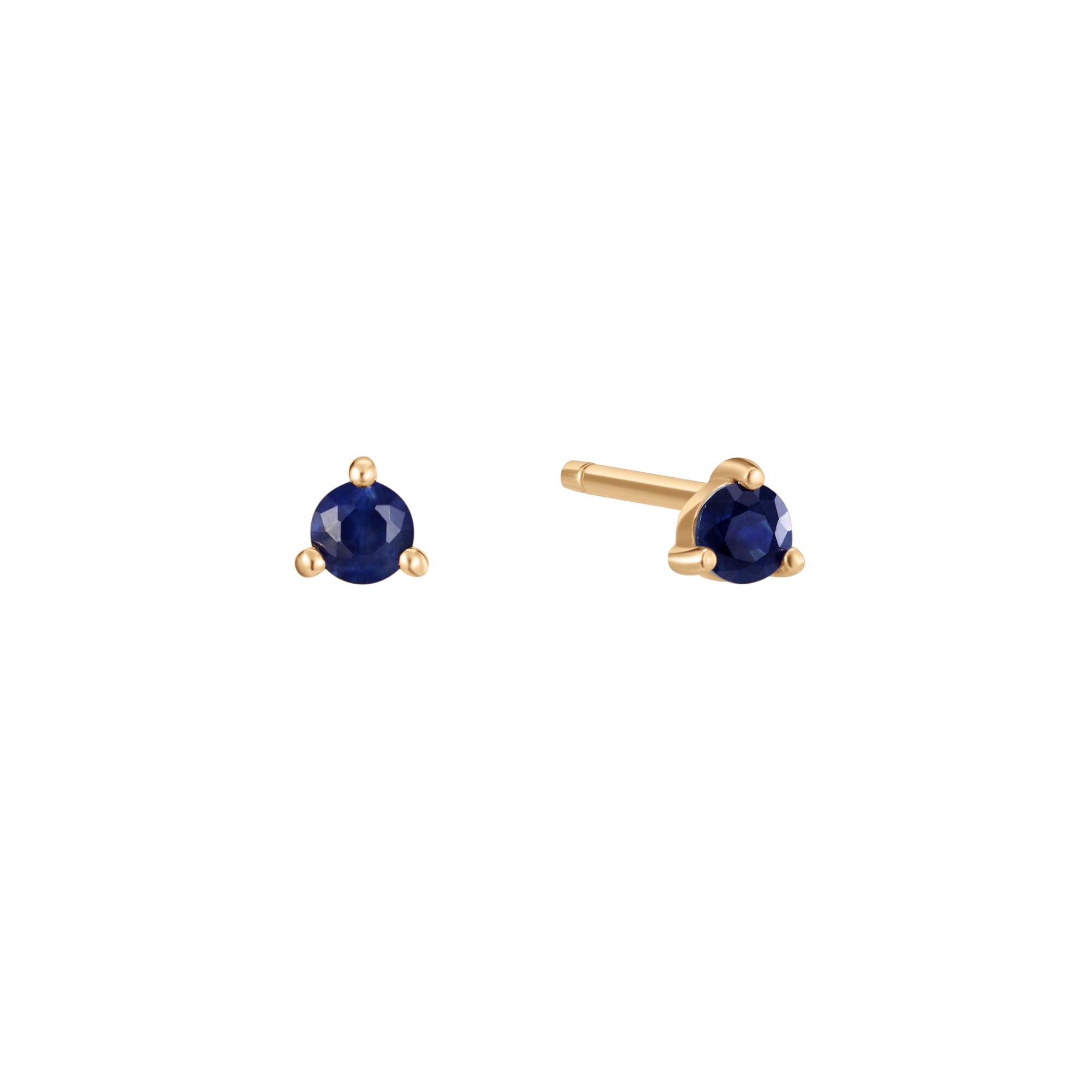 September Sapphire Birthstone Stud Earring in Solid Gold