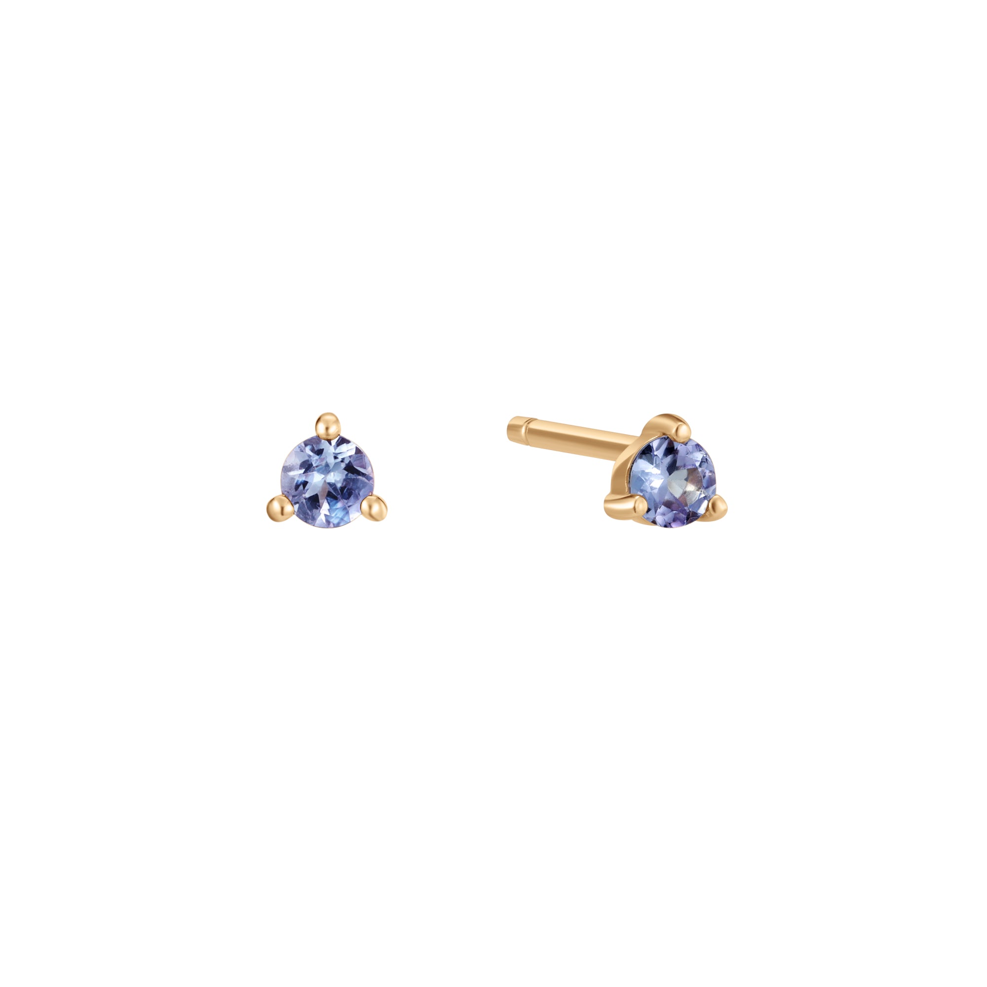 December Tanzanite 
Birthstone Stud Earring in Solid Gold