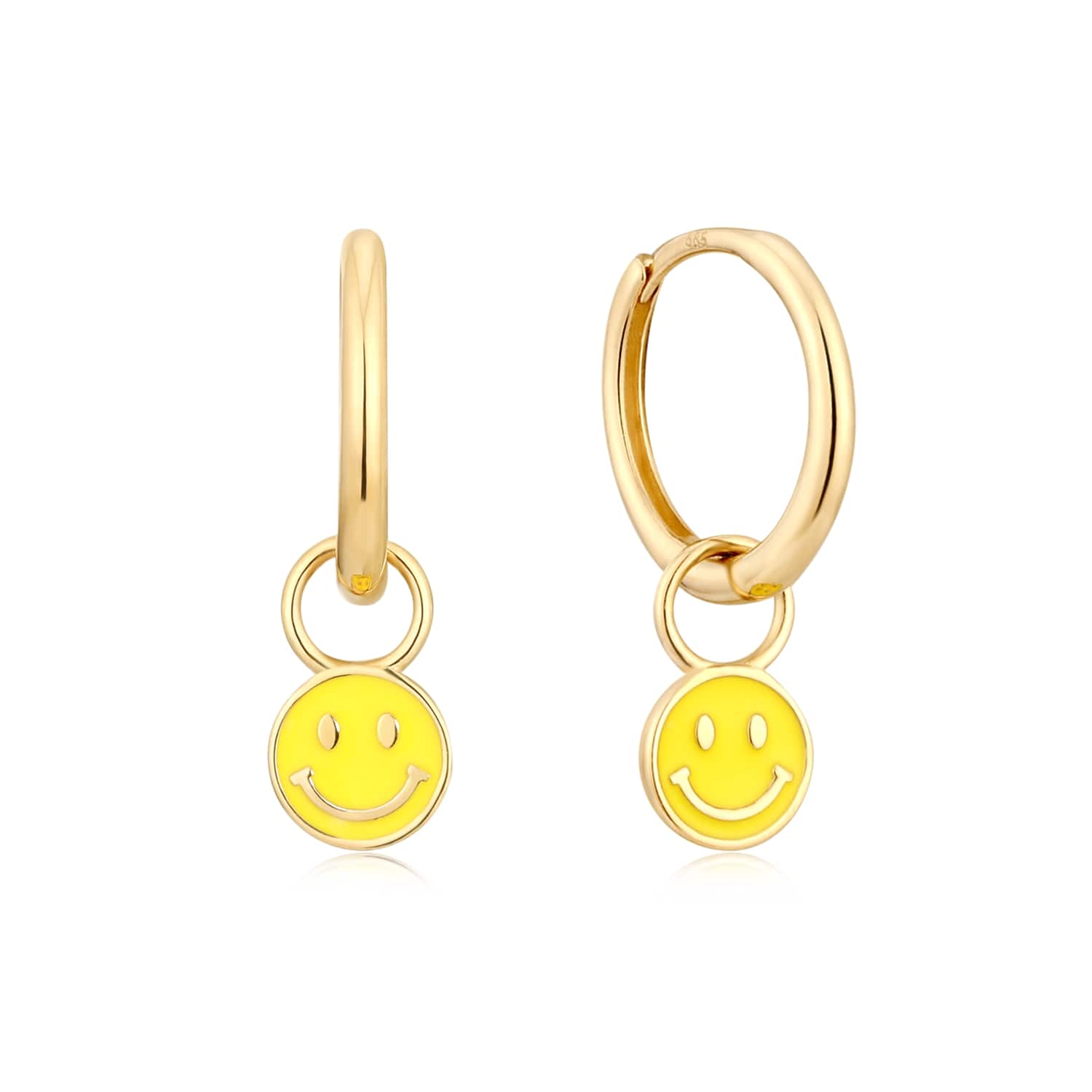 Happy Enamel Charm in Solid Gold