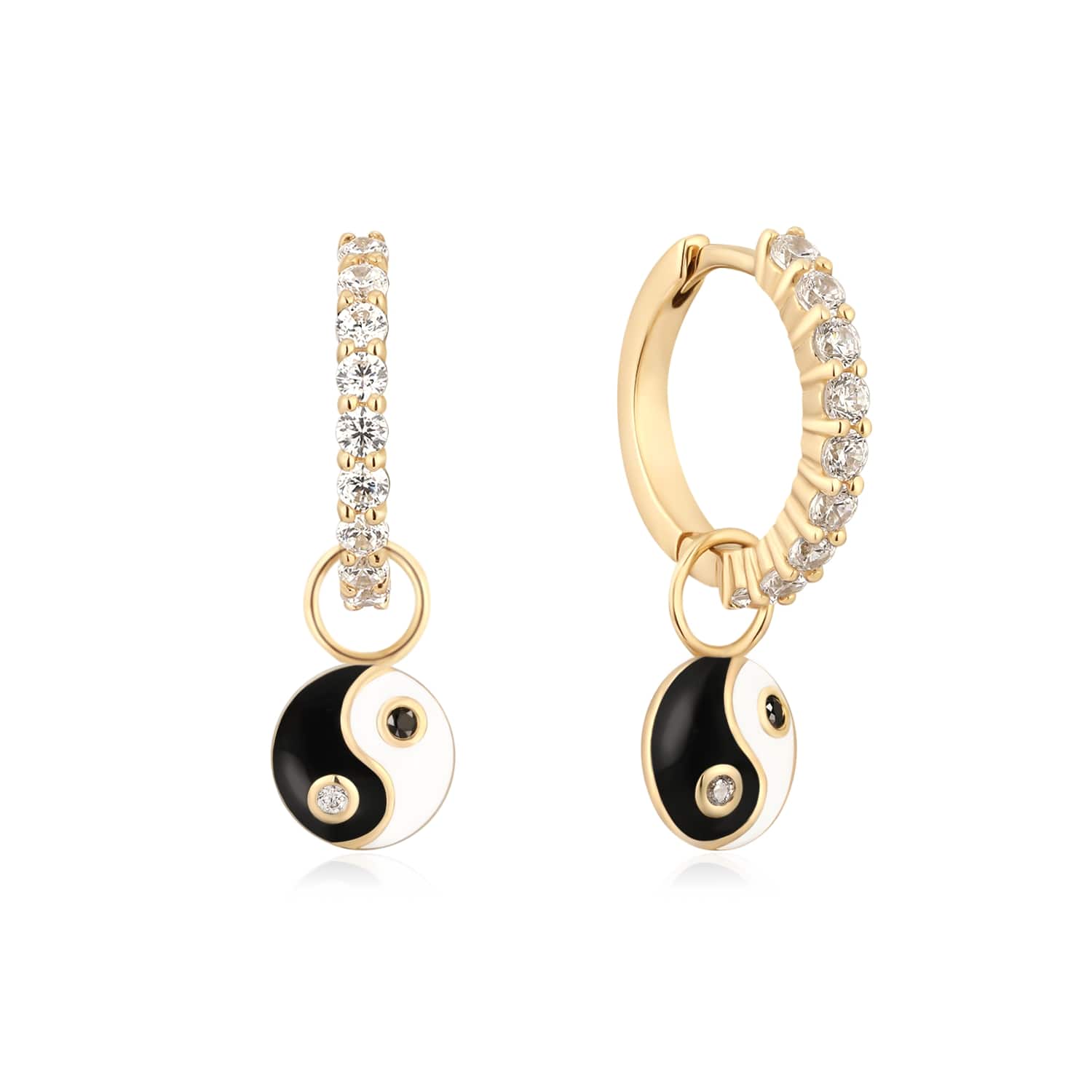 Yin Yang Harmony Enamel Charm in Solid Gold