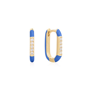 Enamel Rectangle Huggie Earring