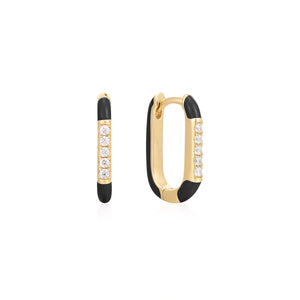Enamel Rectangle Huggie Earring