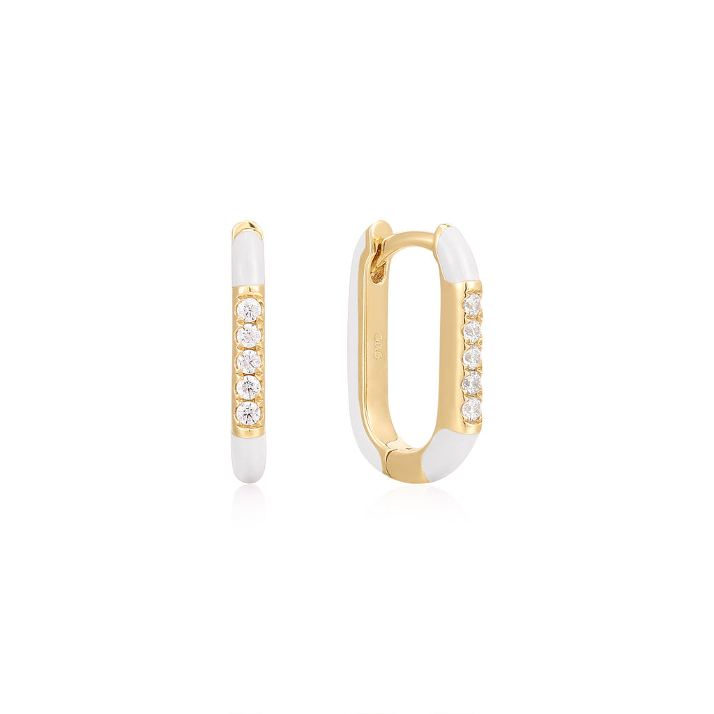 Enamel Rectangle Huggie Earring