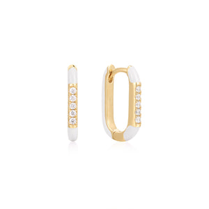 Enamel Rectangle Huggie Earring