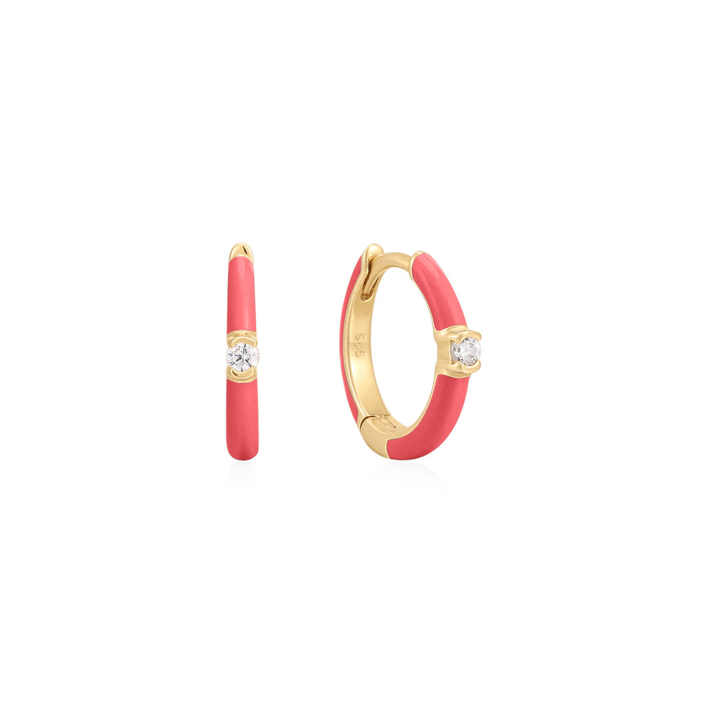 Enamel Round Huggie Earring