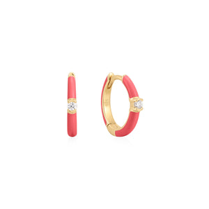 Enamel Round Huggie Earring