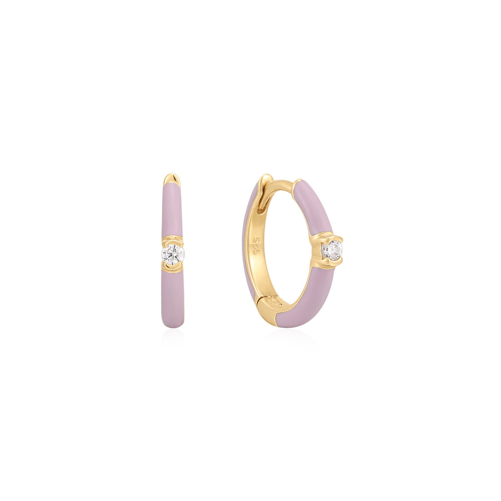 Enamel Round Huggie Earring