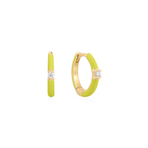 Enamel Round Huggie Earring