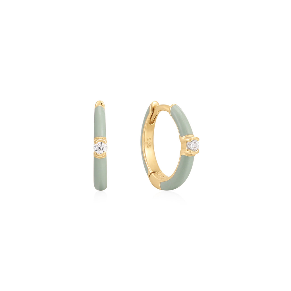 Enamel Round Huggie Earring