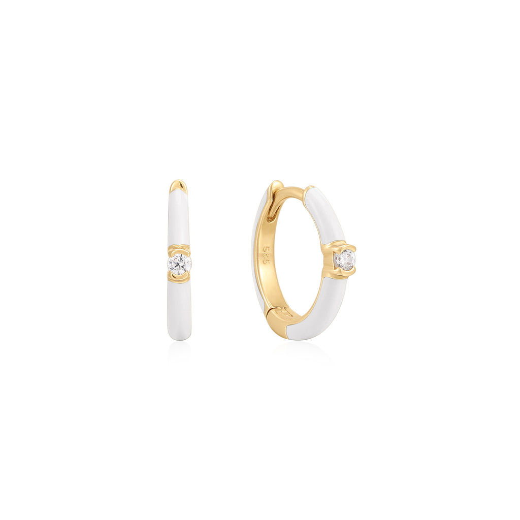 Enamel Round Huggie Earring