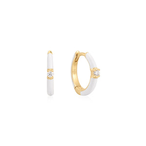 Enamel Round Huggie Earring
