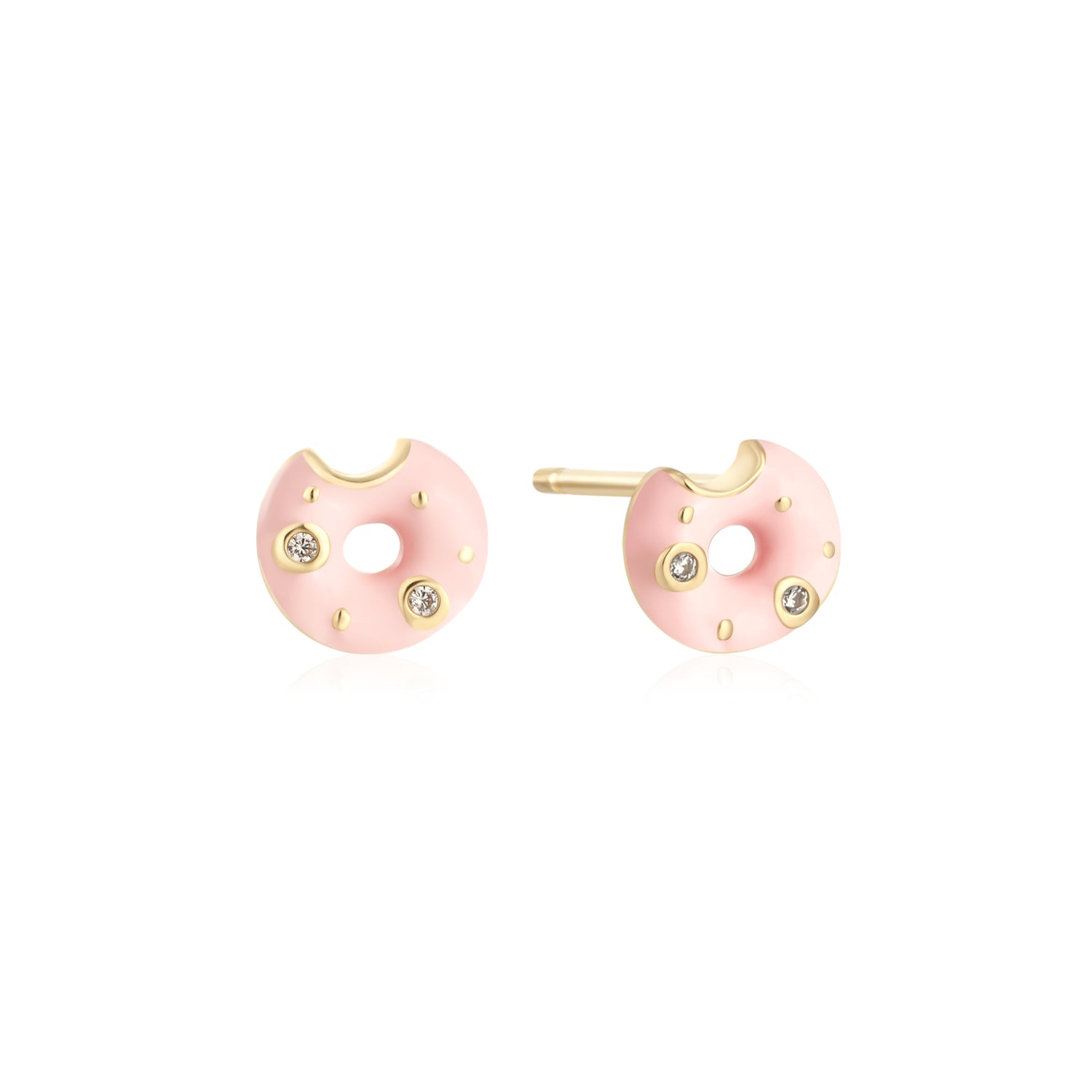 Doughnut Enamel Stud Earring in Solid Gold