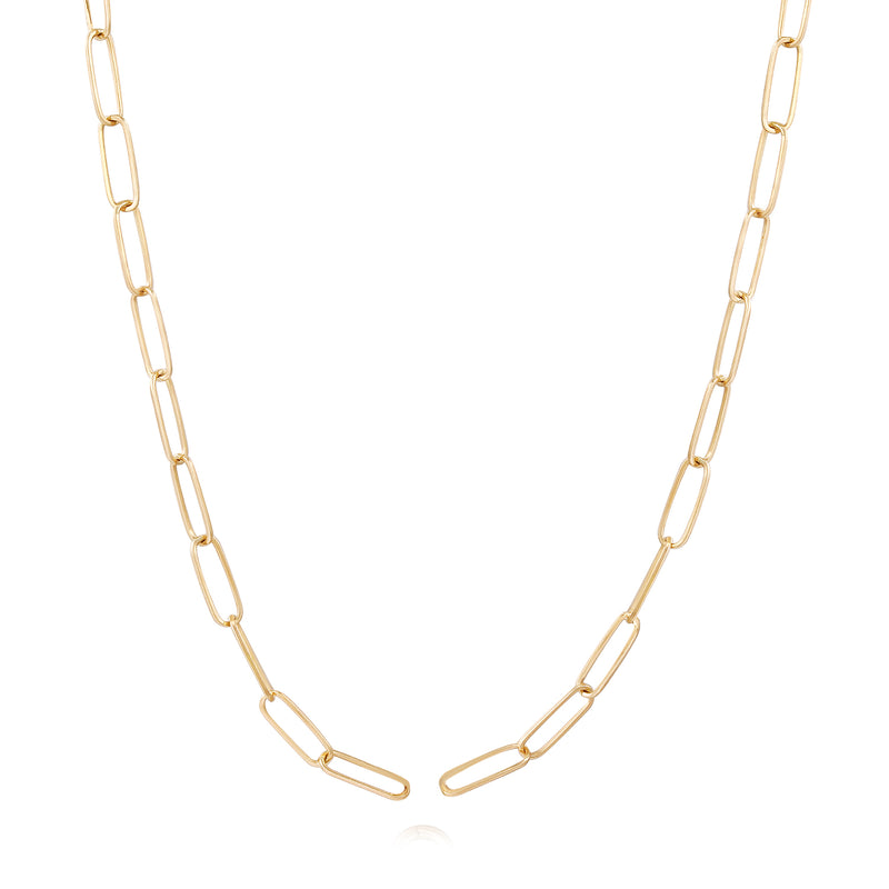 Golden Heart Paperclip Chain Necklace