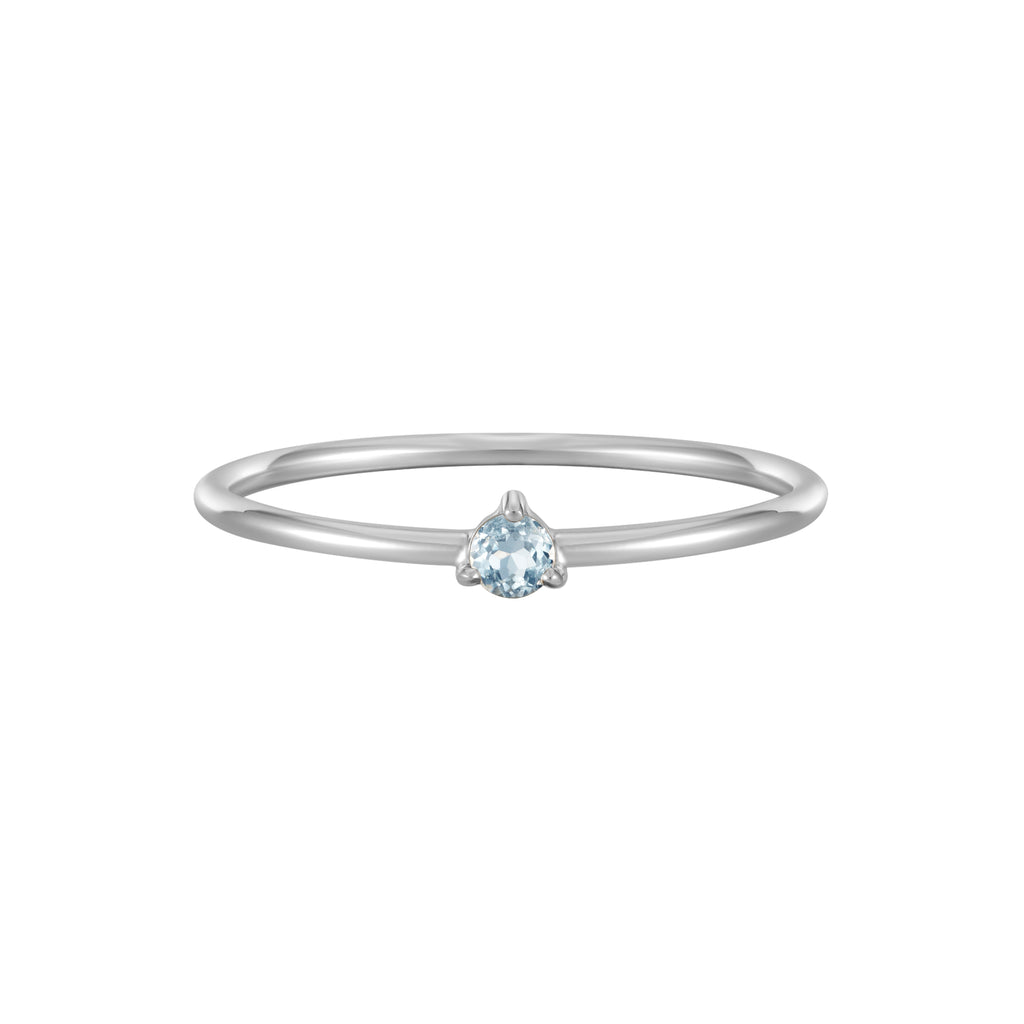 March Birthstone Aquamarine Solitaire Ring