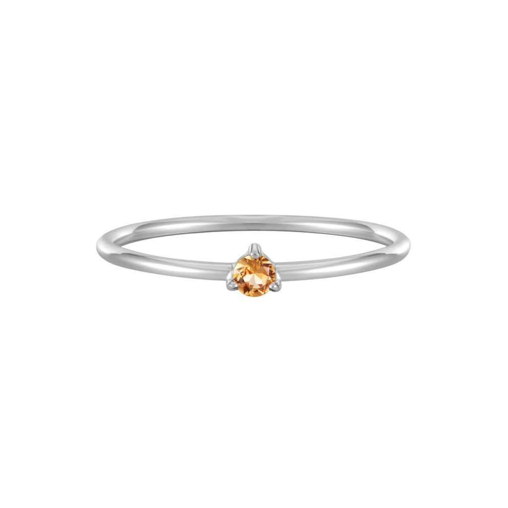 November Birthstone Citrine Solitaire Ring