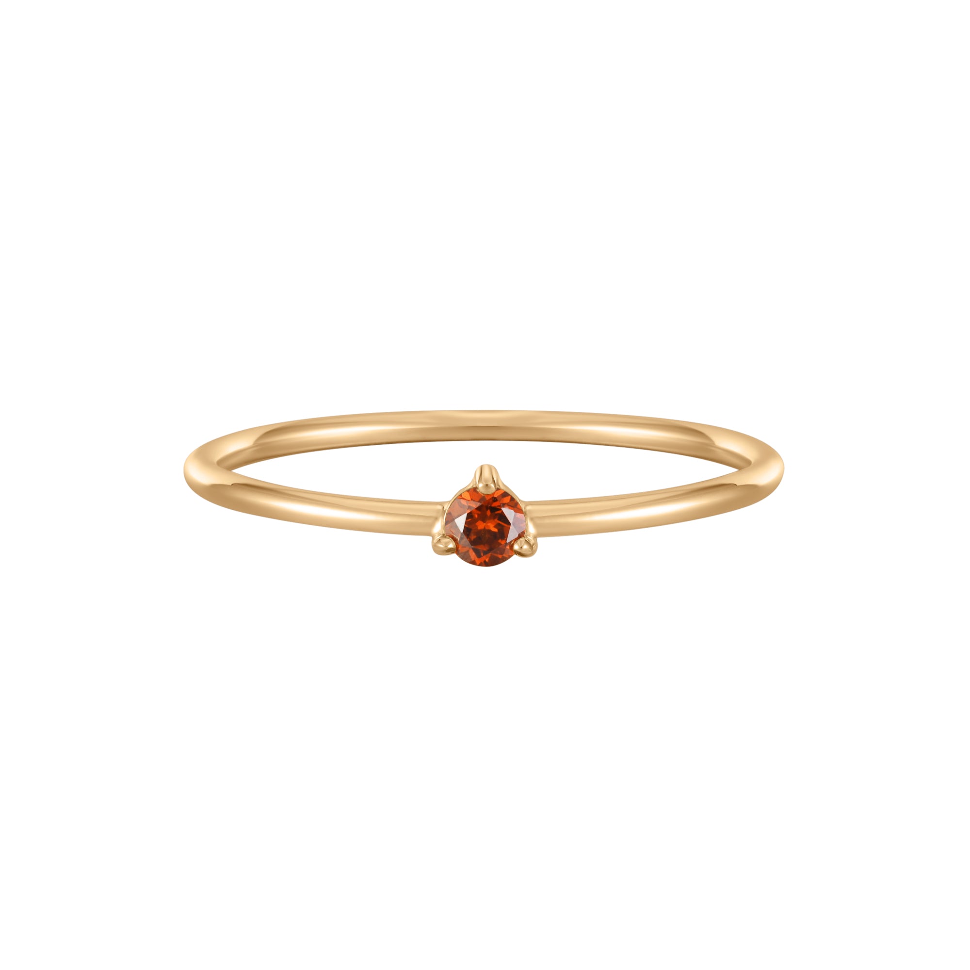 January Garnet Birthstone Solitaire Ring in Solid Gold