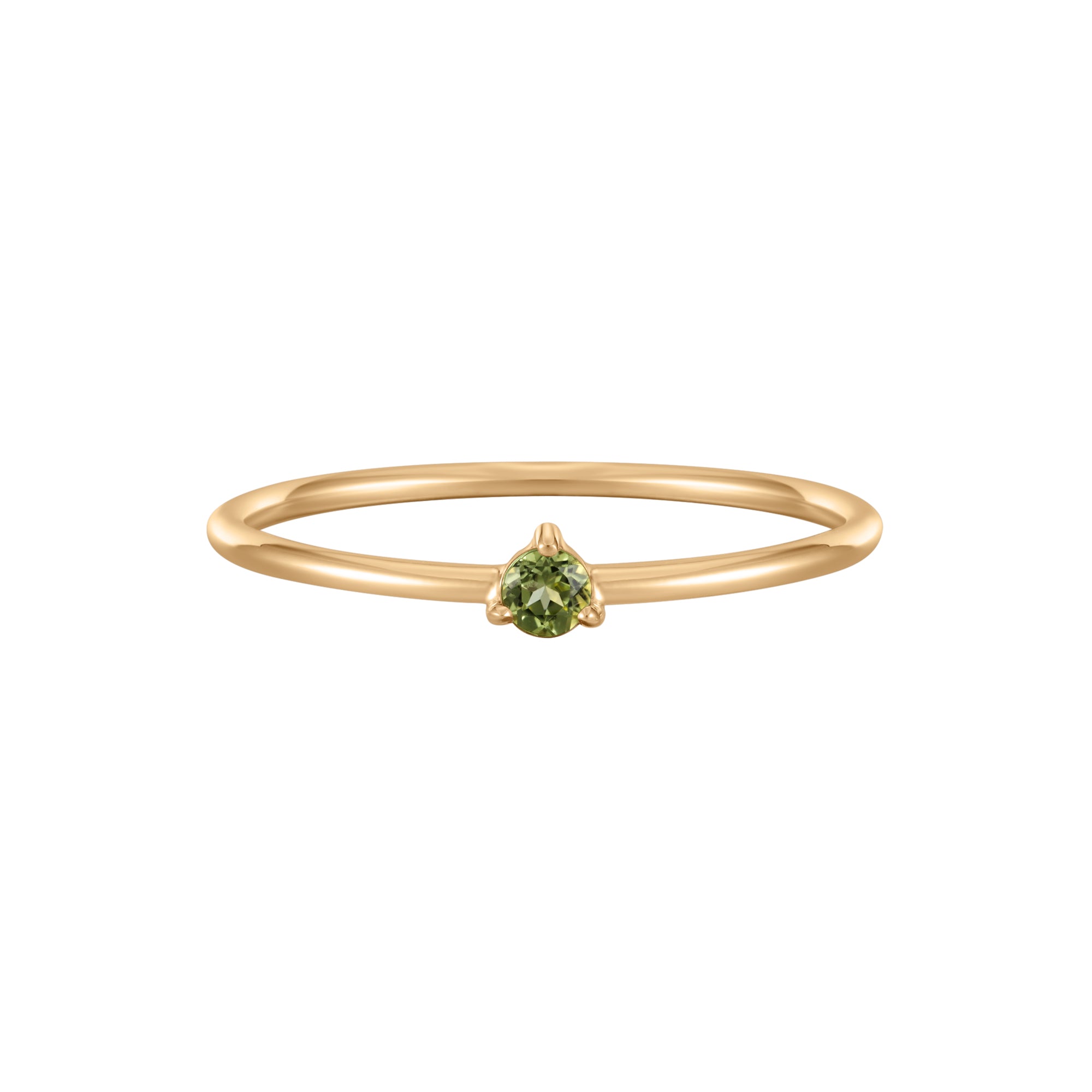 August Peridot Birthstone Solitaire Ring in Solid Gold