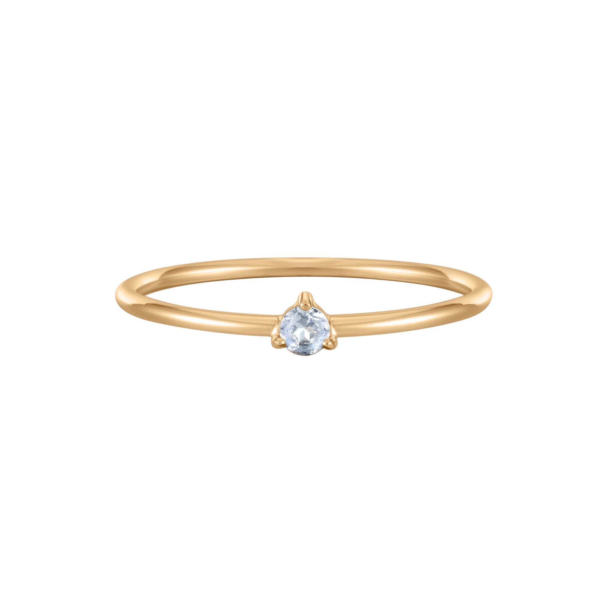 June Moonstone Birthstone Solitaire Ring in Solid Gold